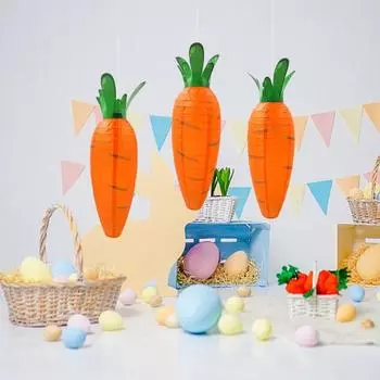 Пасхальный фонарь, легко носить с собой, яркий цвет, милая форма моркови, бумажный фонарь, праздничное украшение, домашний декор оранжевый