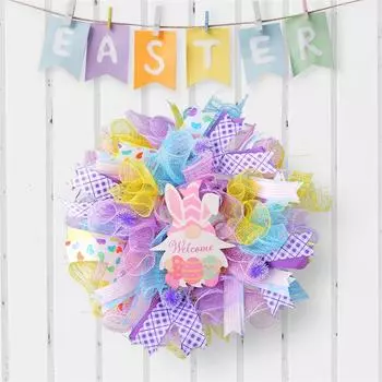 Пасхальный гном деревянная табличка венок дверь подвесной фестиваль семейная сетка виноград круг украшение One Size