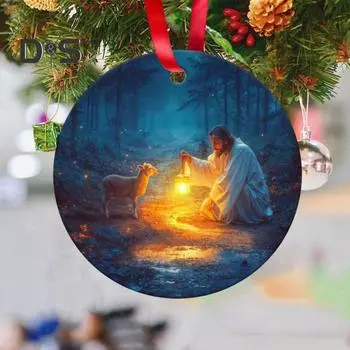 Пасхальный Иисус, украшение 2D, плоское акриловое подвесное украшение, украшение для зеркала заднего вида автомобиля с подвесной веревкой для сумки, каминной полки A