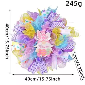 Пасхальный карликовый кролик деревянный венок для подвешивания на дверь праздничный семейный декор из сетки и ротанга реквизит подвеска U1-27 Easter Wood Gnome Mesh Wreath