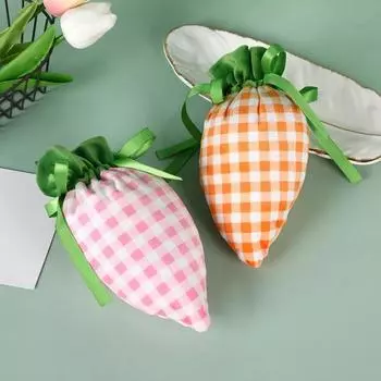 Пасхальный клетчатый подарочный пакет в виде моркови, портативный милый редис в форме вкусностей, подарок для закусок, конфеты, сумка на шнурке, подарок на праздник Пасхи оранжевый