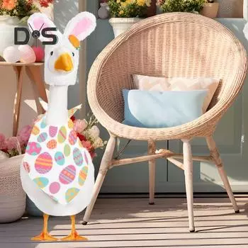 Пасхальный костюм гуся, плюшевая шапка с заячьими ушками и бандана, костюм гуся для крыльца высотой 23 дюйма, украшение газона на переднем крыльце из цемента Sets