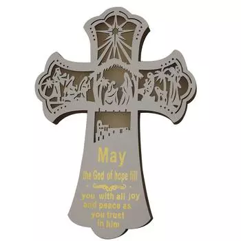 Пасхальный крест, деревянные подвесные украшения, резные полые, креативные светящиеся церковные кресты