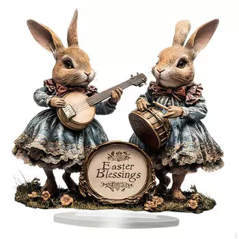 Пасхальный кролик акриловый знак настольный орнамент украшение водонепроницаемый художественное произведение настольный 2 Bunnies
