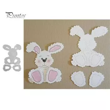 Пасхальный кролик Банни Металлические штампы DIY Скрапбукинг Тиснение Бумага Карты Трафарет серебряный