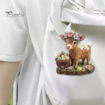 Пасхальный кролик брелок мультфильм теленок кролик кулон сумка подвеска акриловое зеркало заднего вида автомобиля украшение подарок на День святого Валентина Пасха розовый