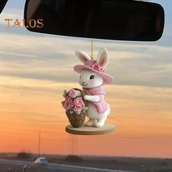 Пасхальный кролик брелок мультфильм теленок кролик кулон сумка подвеска акриловое зеркало заднего вида автомобиля украшение подарок на День святого Валентина Пасха коричневый
