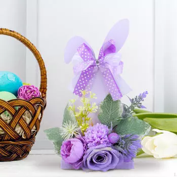 Пасхальный кролик центральный искусственный цветок 5x3x10.2 дюймов многофункциональный для домашнего офиса ручной работы