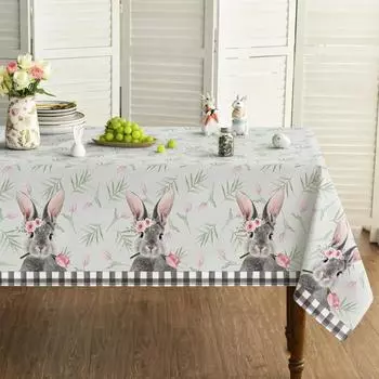 Пасхальный кролик цветы Буффало плед водонепроницаемые скатерти пасхальные украшения весенние цветы листья покрытие стола декор обеденного стола 50x50cm napkin
