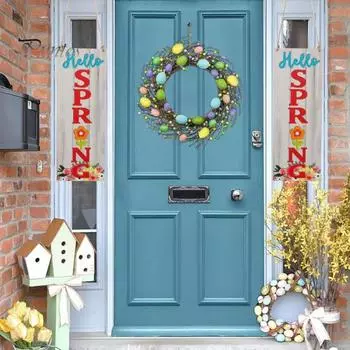 Пасхальный кролик деревянная подвеска на дверь подвесной знак весеннее настенное искусство украшение входной двери для дома спальня гостиная офис A