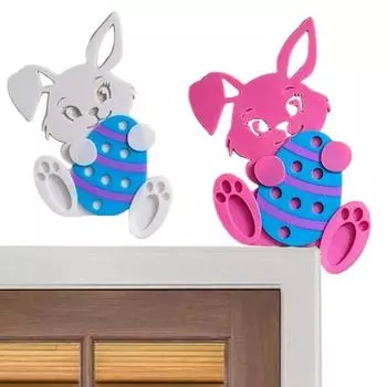 Пасхальный кролик, дверной топпер, деревянный кролик и яйцо, дверной уголок, украшение, мультяшный кролик, декоративный знак для подоконника, шкафа белый