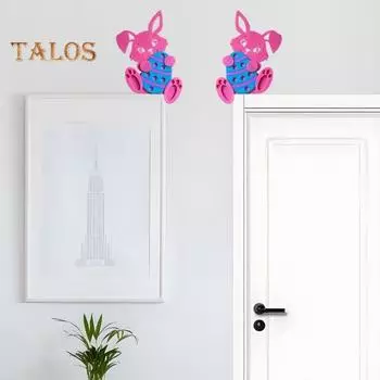 Пасхальный кролик, дверной топпер, деревянный кролик и яйцо, дверной уголок, украшение, мультяшный кролик, декоративный знак для подоконника, шкафа белый