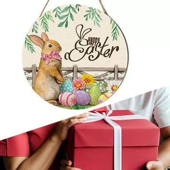 Пасхальный кролик дверной знак деревянный приветственный декор декоративная табличка для