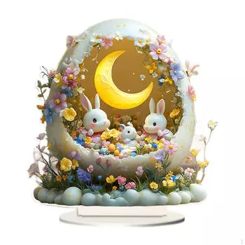 Пасхальный кролик фигурка яйцо деревенское украшение акриловая скульптура весна для 18x20cm