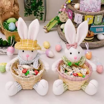 Пасхальный кролик, кукла, корзина для конфет, креативный кролик, держатель для конфет ручной работы, форма для украшения дома, весенний подарок для детей
