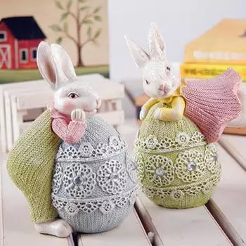 Пасхальный кролик кукла милый внешний вид без запаха смолы настольный орнамент кролика жёлтый