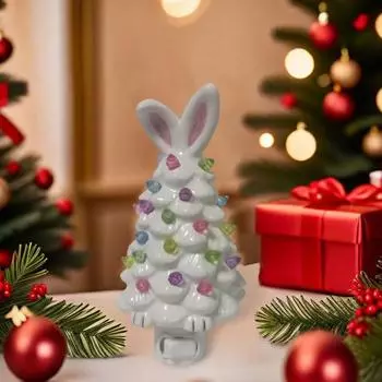 Пасхальный кролик, лампа на дереве, смоляная машина-кролик, мигающая декоративная лампа, светодиодная подсветка, фигурка животного, статуя, скульптура, весеннее пасхальное украшение для рабочего стола