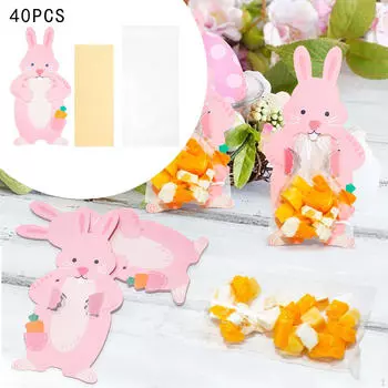 Пасхальный кролик, леденцы, целлофановый кролик, мультфильм с розовыми поздравительными открытками, сладкое угощение в виде конфет