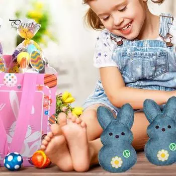 Пасхальный кролик плюшевая игрушка мультяшный цветочный кролик плюшевая мягкая тканевая игрушка животное комфорт кукла подушка для дома офис спальня украшение для детей взрослые праздничный подарок синий