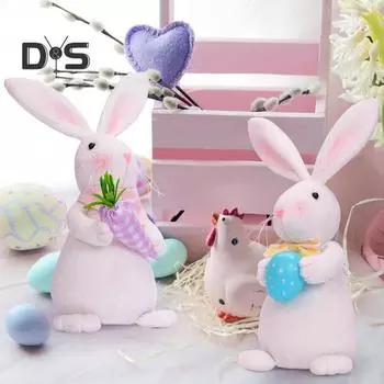 Пасхальный кролик плюшевая кукла мультяшный плюшевый кролик держит морковное яйцо плюшевый кролик украшение стола для дома пасхальный весенний декор A
