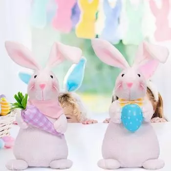 Пасхальный кролик плюшевая кукла мультяшный плюшевый кролик держит морковное яйцо плюшевый кролик украшение стола для дома пасхальный весенний декор A
