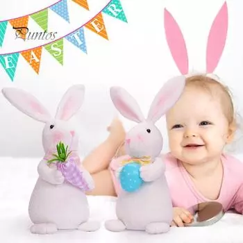 Пасхальный кролик плюшевая кукла мультяшный плюшевый кролик держит морковное яйцо плюшевый кролик украшение стола для дома пасхальный весенний декор A