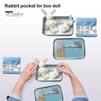 Пасхальный кролик плюшевые игрушки в кроличьем кармане железная коробка мягкие игрушки праздничные атрибуты пасхальный подарок для детей синий