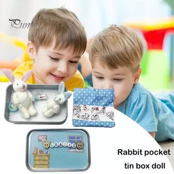 Пасхальный кролик плюшевые карманные кролики в жестяной коробке мягкие куклы кролики-анимады игровой набор удачи для детей вдохновляющие пасхальные подарки розовый