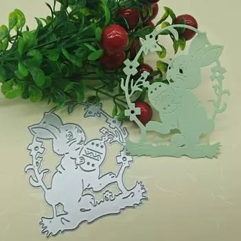 Пасхальный кролик яйцо венок металлический трафарет тиснение резка штампы для скрапбукинга своими руками бумажная открытка тиснение ремесло декор