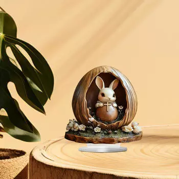 Пасхальный кролик Рождественский орнамент, акриловая панель для домашнего декора, центральный элемент стола, статуэтка кролика