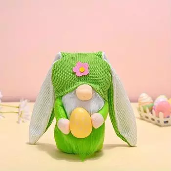 Пасхальный кролик с длинными ушами, безликая кукла, украшение, пасхальный подарок для семьи и друзей One Size зелёный