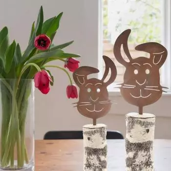Пасхальный кролик садовый колышек ржавый цвет металлический декоративный колышек ретро голова кролика открытый двор художественный декор вставка для садовой лужайки террасы S темно-коричневого