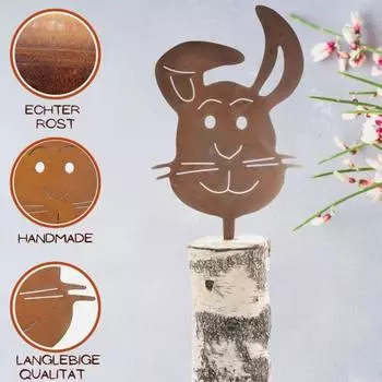 Пасхальный кролик садовый колышек ржавый цвет металлический декоративный колышек ретро голова кролика открытый двор художественный декор вставка для садовой лужайки террасы S темно-коричневого