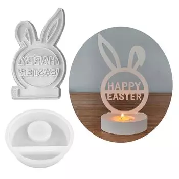 Пасхальный кролик Силиконовые формы Подсвечники Формы из смолы 3D Кролик Подсвечник Силиконовые формы DIY Подсвечники Форма 1
