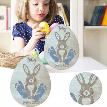 Пасхальный кролик, след, знаки, мой первый пасхальный сувенир, деревянное пасхальное украшение для вечеринки на Пасху Rabbit