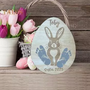 Пасхальный кролик, след, знаки, мой первый пасхальный сувенир, деревянное пасхальное украшение для вечеринки на Пасху Rabbit