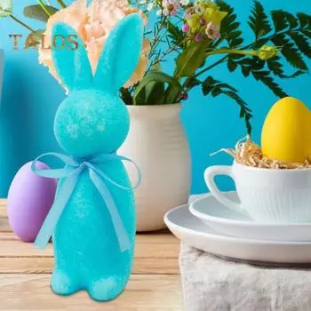 Пасхальный кролик статуэтка отдельно стоящая пенопластовый кролик украшение искусственный мох кролик флокированный кролик фигурка центральный элемент для каминной полки обеденного стола оранжевый