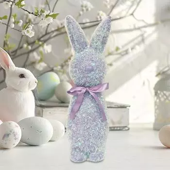 Пасхальный кролик, украшение из пенопласта, отдельно стоящая фигурка кролика, блестящее флокированное украшение для стола жёлтый