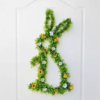 Пасхальный кролик украшение окна цветочный венок окно входная дверь настенное подвесное украшение для праздничного декора зелёный