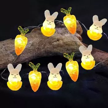 Пасхальный кролик украшение свет 2 метра 20 светодиодных светодиодных гирлянд кролика на батарейках в форме кролика
