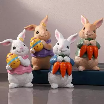 Пасхальный кролик, украшение в виде кролика, очаровательный внешний вид, статуэтка из смолы, пасхальный кролик, статуэтка с яйцами воскрешения B коричневый