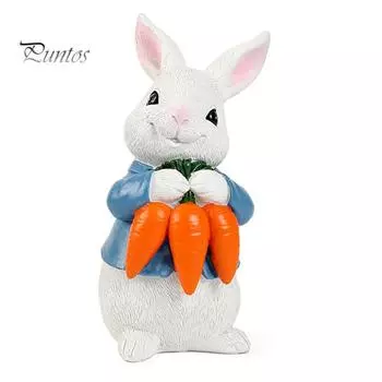 Пасхальный кролик, украшение в виде кролика, очаровательный внешний вид, статуэтка из смолы, пасхальный кролик, статуэтка с яйцами воскрешения A белый