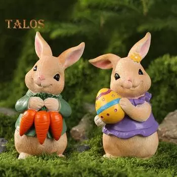 Пасхальный кролик, украшение в виде кролика, очаровательный внешний вид, статуэтка из смолы, пасхальный кролик, статуэтка с яйцами воскрешения A белый