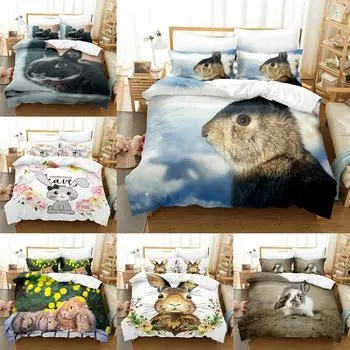 Пасхальный кролик, украшение в виде животного, одеяло/пододеяльник/донна, комплект односпальной/двуспальной/королевской кровати Single 135x200cm