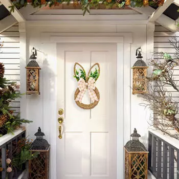 Пасхальный кролик Венок Весеннее украшение для дома Креативный центральный элемент Подвесной