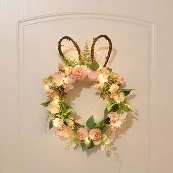 Пасхальный кролик в форме ротангового кольца Пасхальное яйцо Имитация Венок Пасхальный кролик Гирлянда
