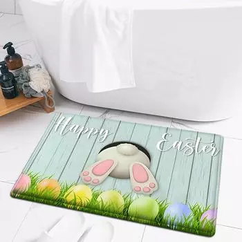 Пасхальный кролик Яйца Попки Нескользящий Коврик Спальня Ванная Туалет Входная Дверь Коврик Кухня Балкон Коридор Коврик Пасхальные Украшения 40x60cm 16x24inch