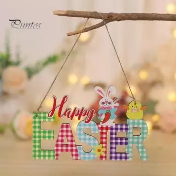 Пасхальный кулон, кролик, яйцо, гном, дверная вешалка, деревянное пасхальное подвесное украшение для праздничного украшения дома B