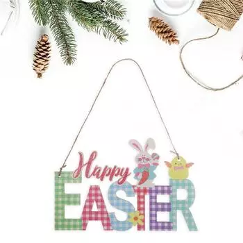 Пасхальный кулон, кролик, яйцо, гном, дверная вешалка, деревянное пасхальное подвесное украшение для праздничного украшения дома B