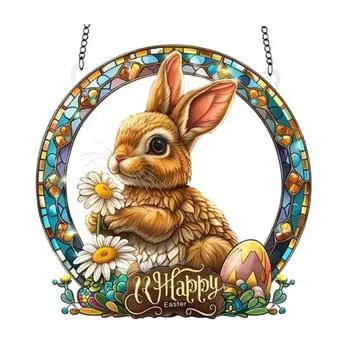 Пасхальный кулон, подвесное украшение с шнурком, легко подвешивается, узор кролика, широкое применение, акриловый кулон на окно 15cm B